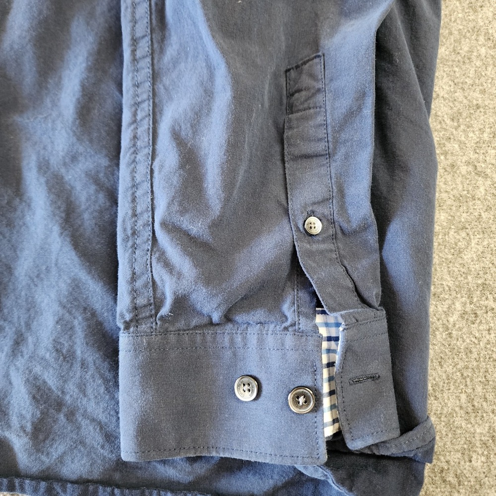 Calvin Klein CK Mens Medium Blue Button Front Dress Shirt Long Sleeve Cotton - Picture 7 of 7